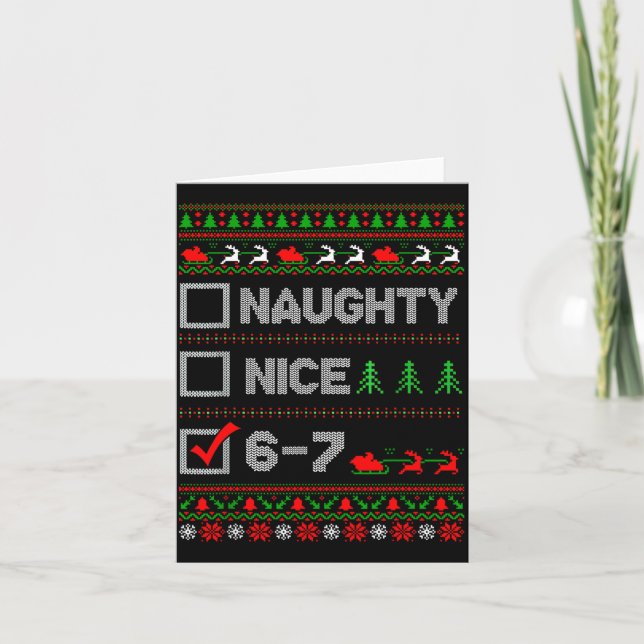 Tarjeta 6-7 Meme Nice Naughty 67 Christmas Brain Rot Funny (Anverso)