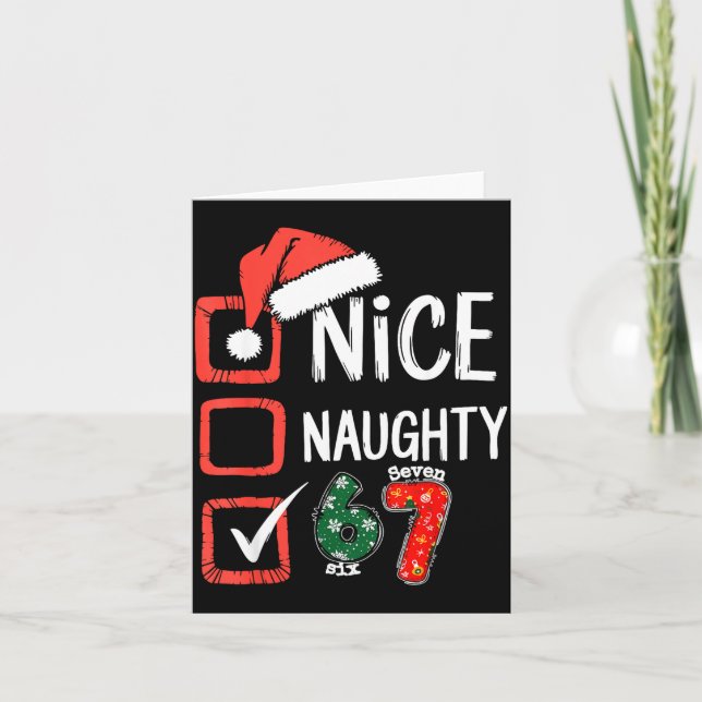 Tarjeta 6-7 Meme Nice Naughty 67 Christmas Brain Rot Funny (Anverso)