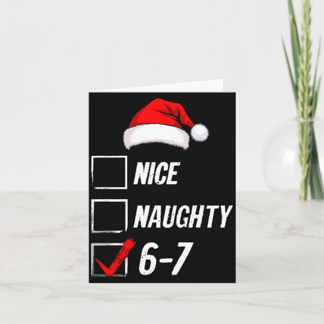 Tarjeta 6-7 Meme Nice Naughty 67 Christmas Brain Rot Funny (Anverso)