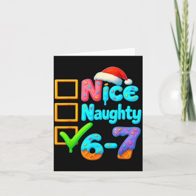 Tarjeta 6-7 Meme Nice Naughty 67 Christmas Brain Rot Funny (Anverso)