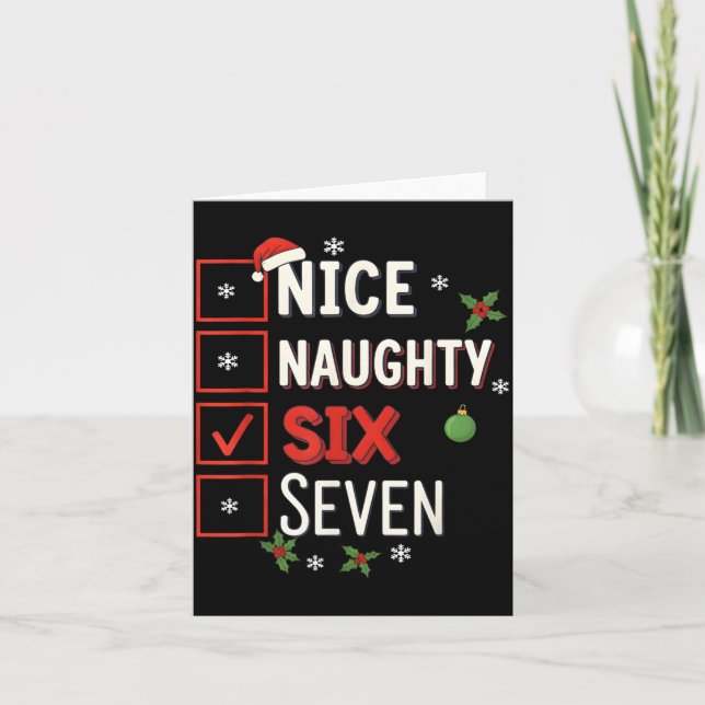 Tarjeta 6-7 Meme Nice Naughty 67 Christmas Brain Rot Funny (Anverso)