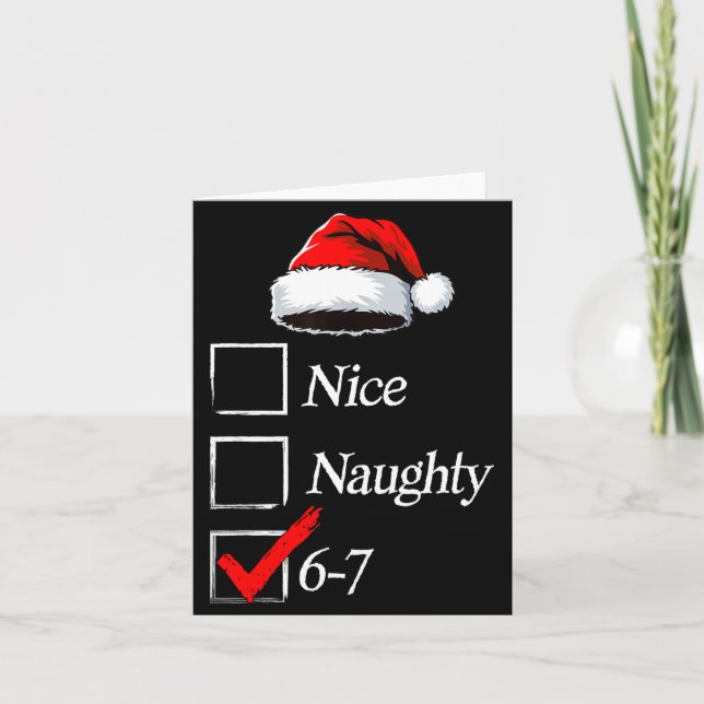 Tarjeta 6-7 Meme Nice Naughty 67 Christmas Brain Rot Funny (Anverso)