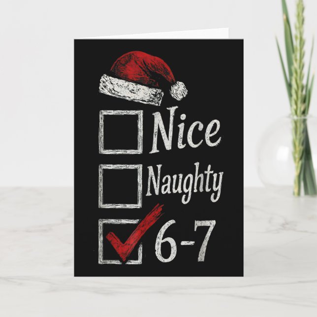 Tarjeta 6-7 Meme Nice Naughty 67 Christmas Brain Rot Funny (Anverso)