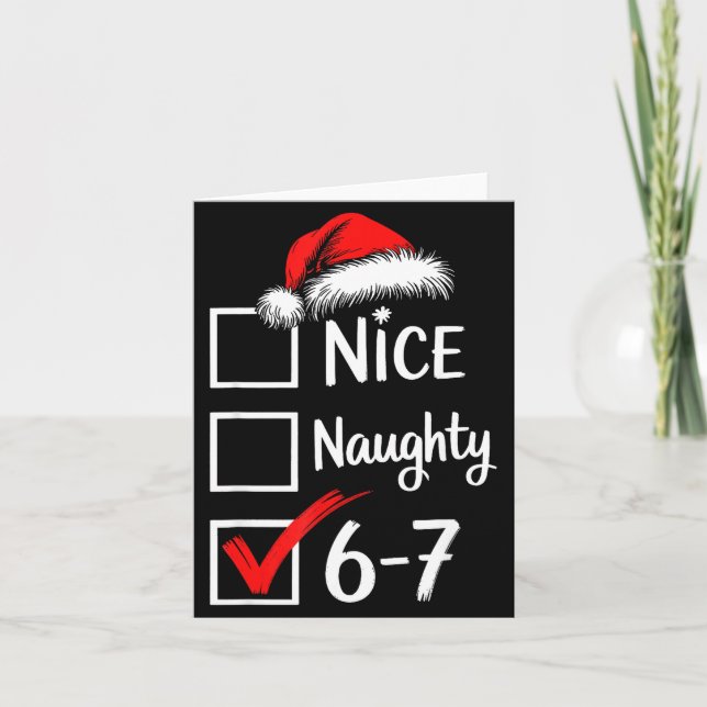 Tarjeta 6-7 Meme Nice Naughty 67 Christmas Brain Rot Funny (Anverso)