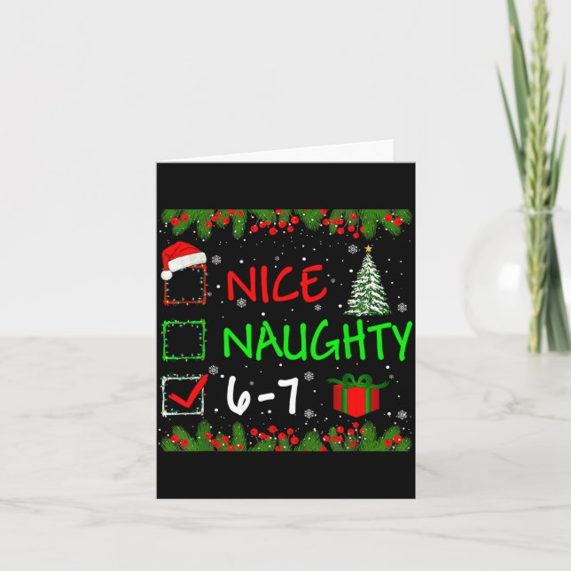 Tarjeta 6-7 Meme Nice Naughty 67 Christmas Santa Says  (Anverso)