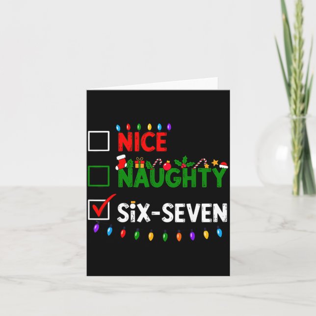 Tarjeta 6-7 Meme Nice Naughty Six Seven 67 Christmas  (Anverso)