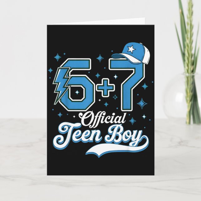 Tarjeta 6 + 7 Meme Oficial Cumpleaños 13 Adolescente Béisb (Anverso)