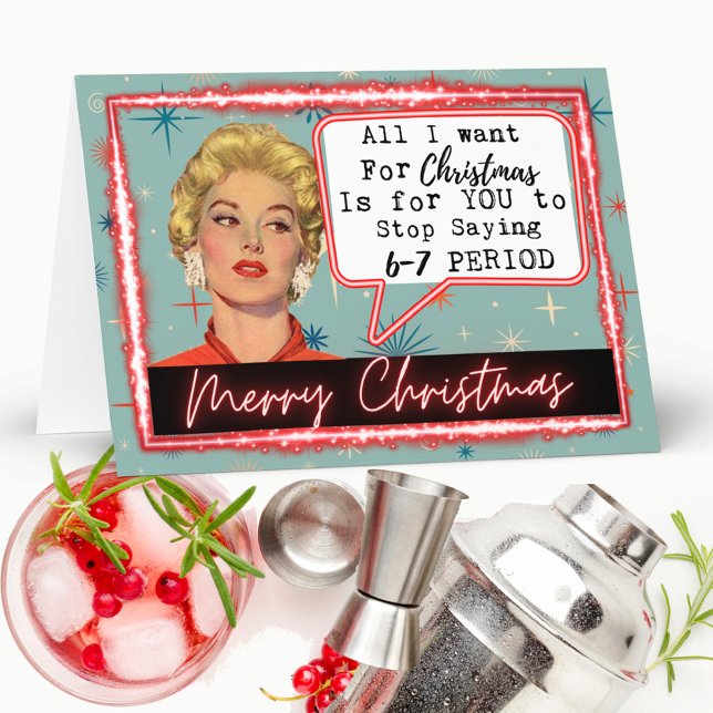Tarjeta 6 -7 Meme - Retro Christmas Card - Funny - Bestie (Subido por el creador)