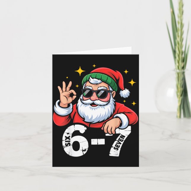 Tarjeta 6 7 Meme Six Seven Christmas Gen Z Alpha Teen Boys (Anverso)