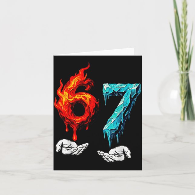 Tarjeta 6 7 Meme Six Seven Ice 67 Flames Funny Kids Youth  (Anverso)