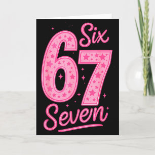 Tarjeta 6 7 Número 67 Rosa Seis Siete Meme jerga Mujeres N