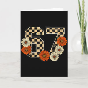 Tarjeta 6 7 Retro otoño Meme Checkerboard Tee Atormentado 