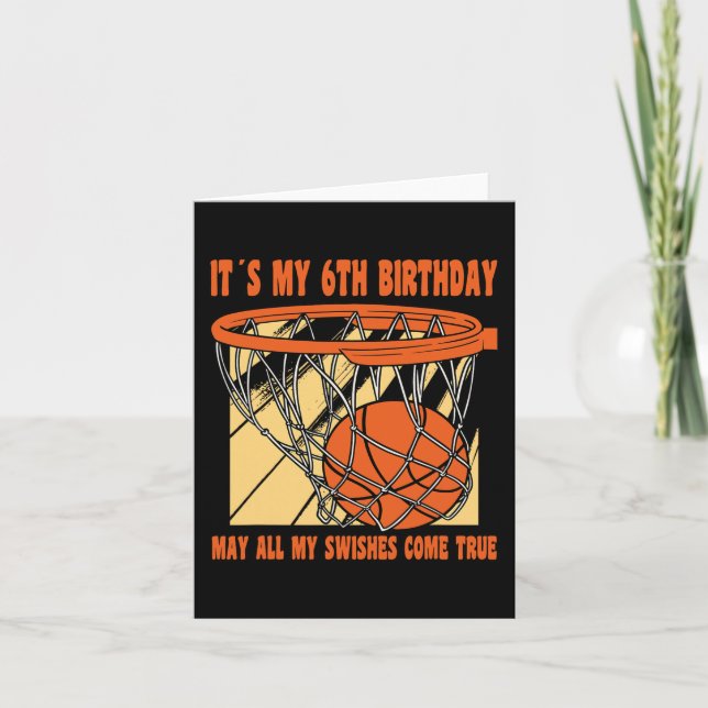 Tarjeta 6 años Feliz sexto cumpleaños de baloncesto (Anverso)