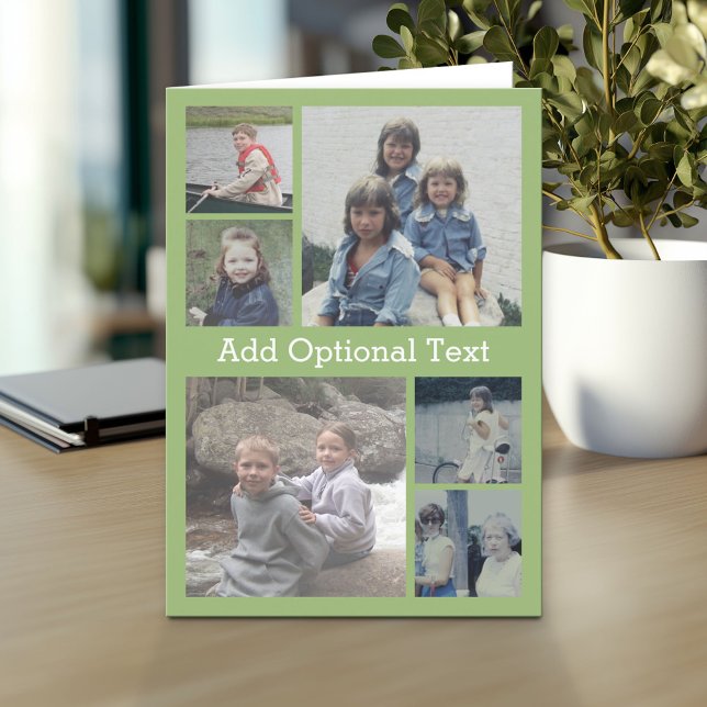 Tarjeta 6 Collage de fotos Texto opcional — CAN Editar ver (Custom Personalized Greeting Card)