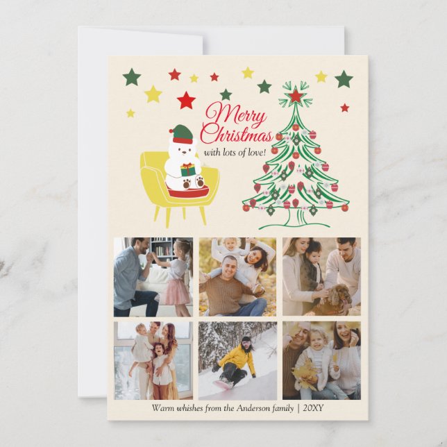 Tarjeta 6 Collages de fotos Teddy Bear Adorables Navidades (Anverso)