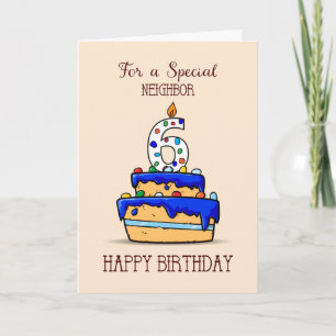 Tarjeta 6 cumpleaños, 6 en dulce pastel azul