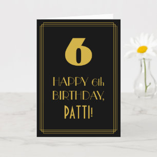 Tarjeta 6 Cumpleaños ~ Art Deco Inspirado Aspecto "6" y no