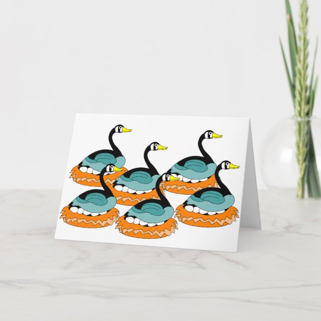 Tarjeta 6 Geese A Laying (Anverso)