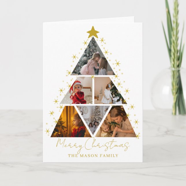 Tarjeta 6 Photo Tree Shape Christmas Card (Anverso)