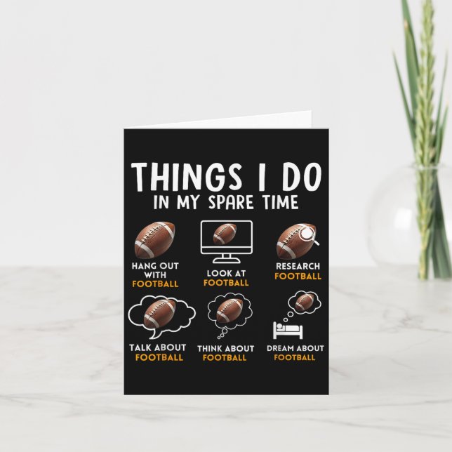 Tarjeta 6 Things I Do In My Spare Time American Football H (Anverso)