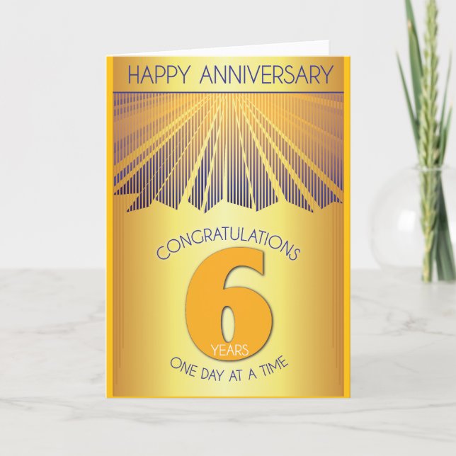 Tarjeta 6 Year Sober Anniversary | Golden Ray 12 Step  (Anverso)