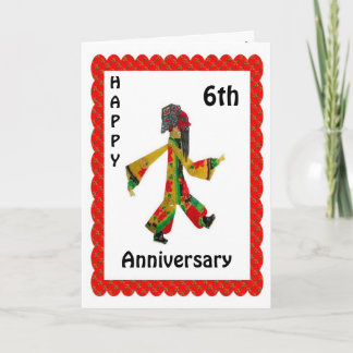 Tarjeta 6to aniversario feliz