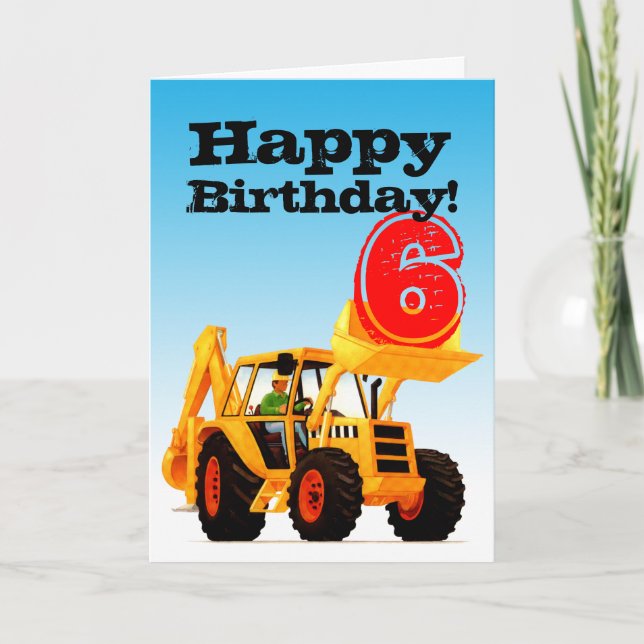 Tarjeta 6to cumpleaños del cavador amarillo (Anverso)