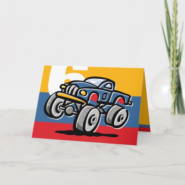Tarjeta 6to cumpleaños del monster truck (Anverso)