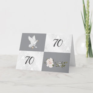 Tarjeta 70º Aniversario con Paloma y Anillos