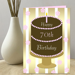 Tarjeta 70.ª tarta de cumpleaños en rosa