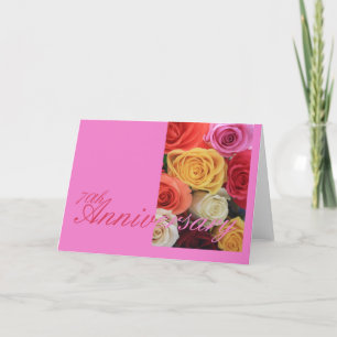 Tarjeta 70.º Aniversario Boda ramo de rosa mezclado