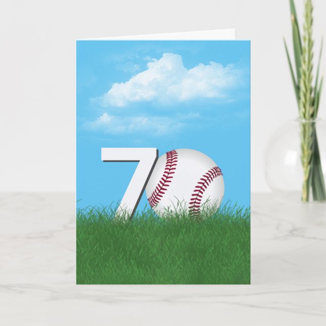 Tarjeta 70.º Béisbol De Cumpleaños En Grasa Verde (Anverso)