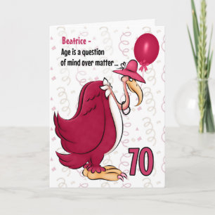 Tarjeta 70.º Buzzard rosa de cumpleaños gracioso con nombr