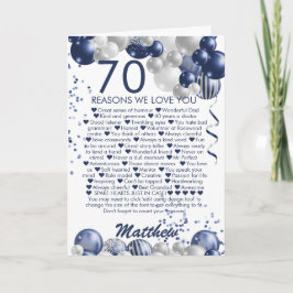 Tarjeta 70.º cumpleaños 70 razones por las que te queremos
