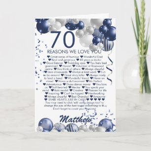 Tarjeta 70.º cumpleaños 70 razones por las que te queremos
