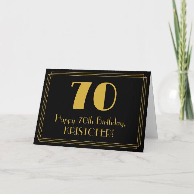 Tarjeta 70.º cumpleaños: Aspecto inspirado en el Art Deco  (Anverso)