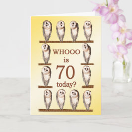 Tarjeta 70.º cumpleaños, búhes curiosas