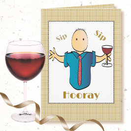 Tarjeta 70.º cumpleaños Caricatura de vino rojo para él gr