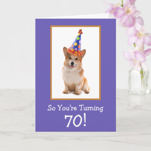 Tarjeta 70.º cumpleaños Corgi