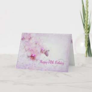 Tarjeta 70.º cumpleaños de orquídeas rosadas