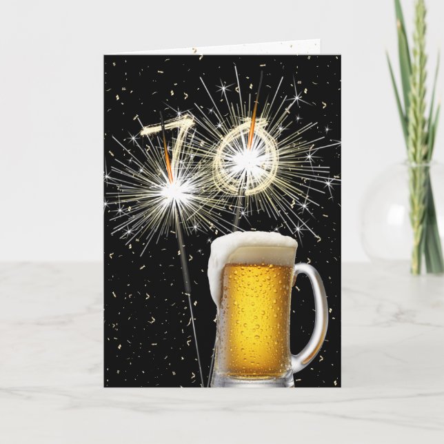 Tarjeta 70.º Cumpleaños Espumosos Con Cerveza Mug (Anverso)