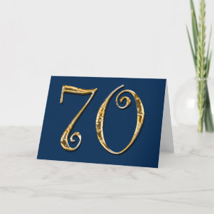 Tarjeta 70.º cumpleaños Oro azul MENS