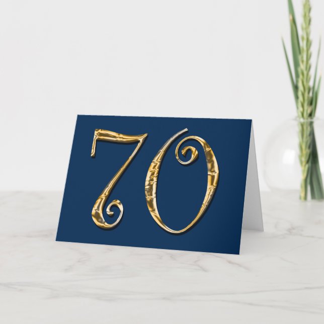 Tarjeta 70.º cumpleaños | Oro azul MENS (Anverso)