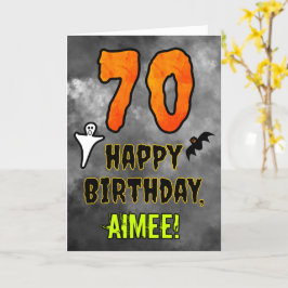 Tarjeta 70.º cumpleaños: Tema de Eerie Halloween + nombre 
