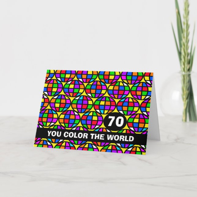 Tarjeta 70.º mundo brillante y colorido (Anverso)