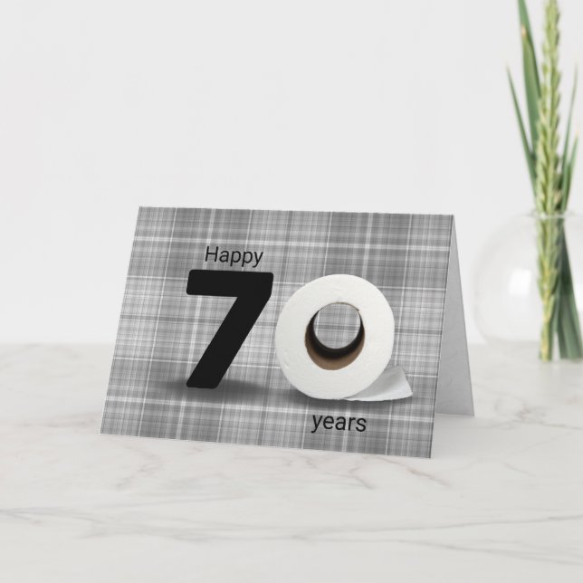 Tarjeta 70.º papel higiénico de cumpleaños rollo en yeso (Anverso)