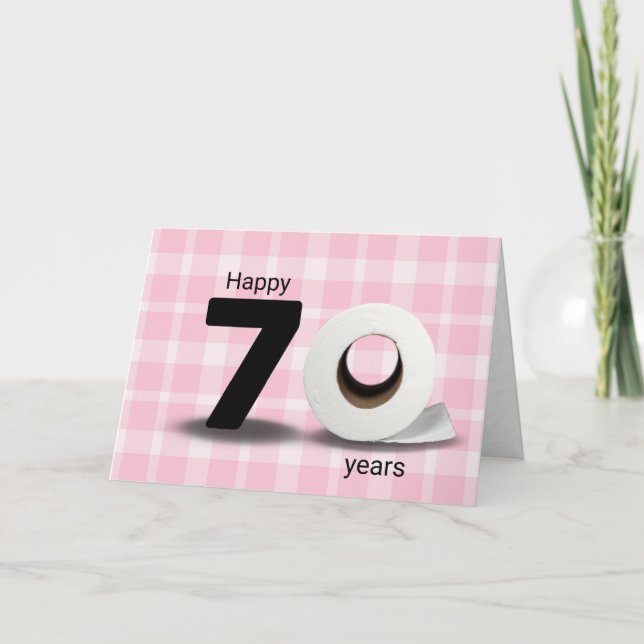 Tarjeta 70.º papel higiénico de cumpleaños rollo en yeso (Anverso)
