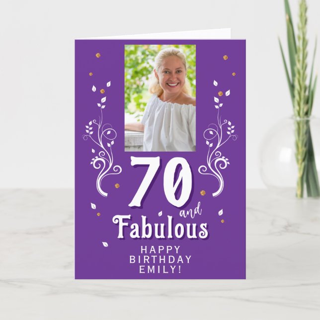 Tarjeta 70 and Fabulous Foliage 70th Birthday Photo  (Anverso)