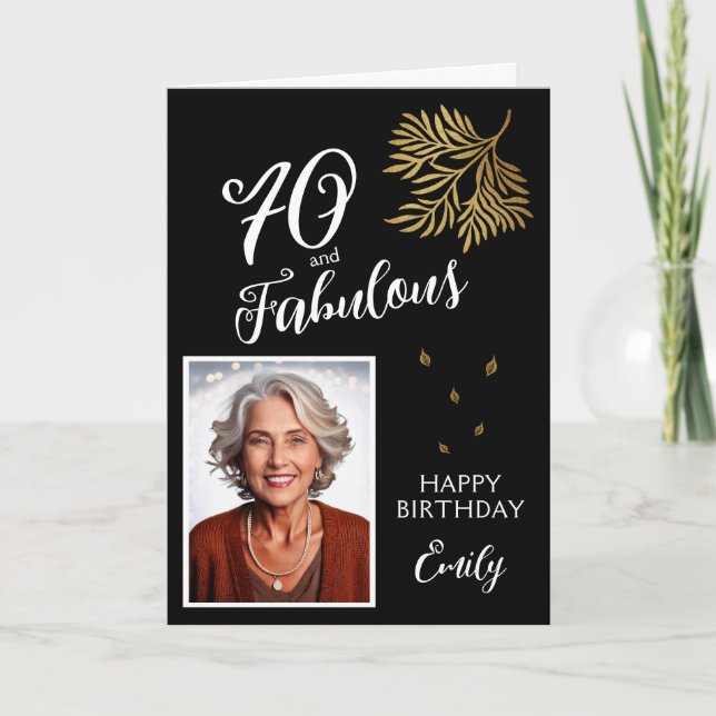 Tarjeta 70 and Fabulous Foliage 70th Birthday Photo Card (Anverso)