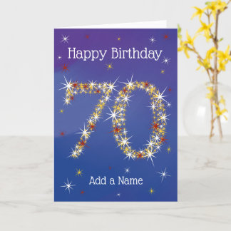 Tarjeta 70 Aniversario - 70 años en Estrellas - Azul